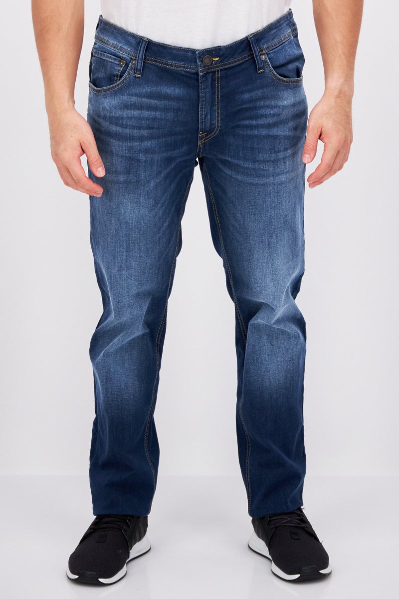 Men Carrot Fit Wash Stretchable Denim, Blue