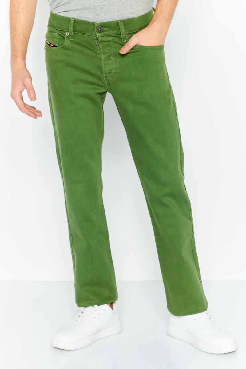 Men Straight Fit Washed Denim Jeans, Green