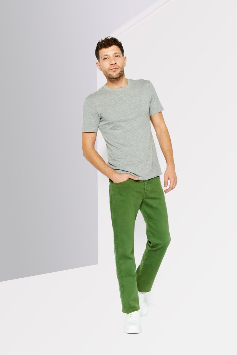 Men Straight Fit Washed Denim Jeans, Green