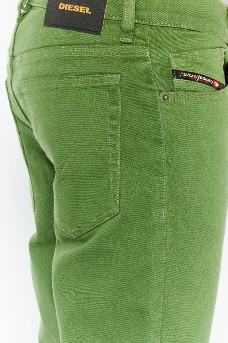 Men Straight Fit Washed Denim Jeans, Green