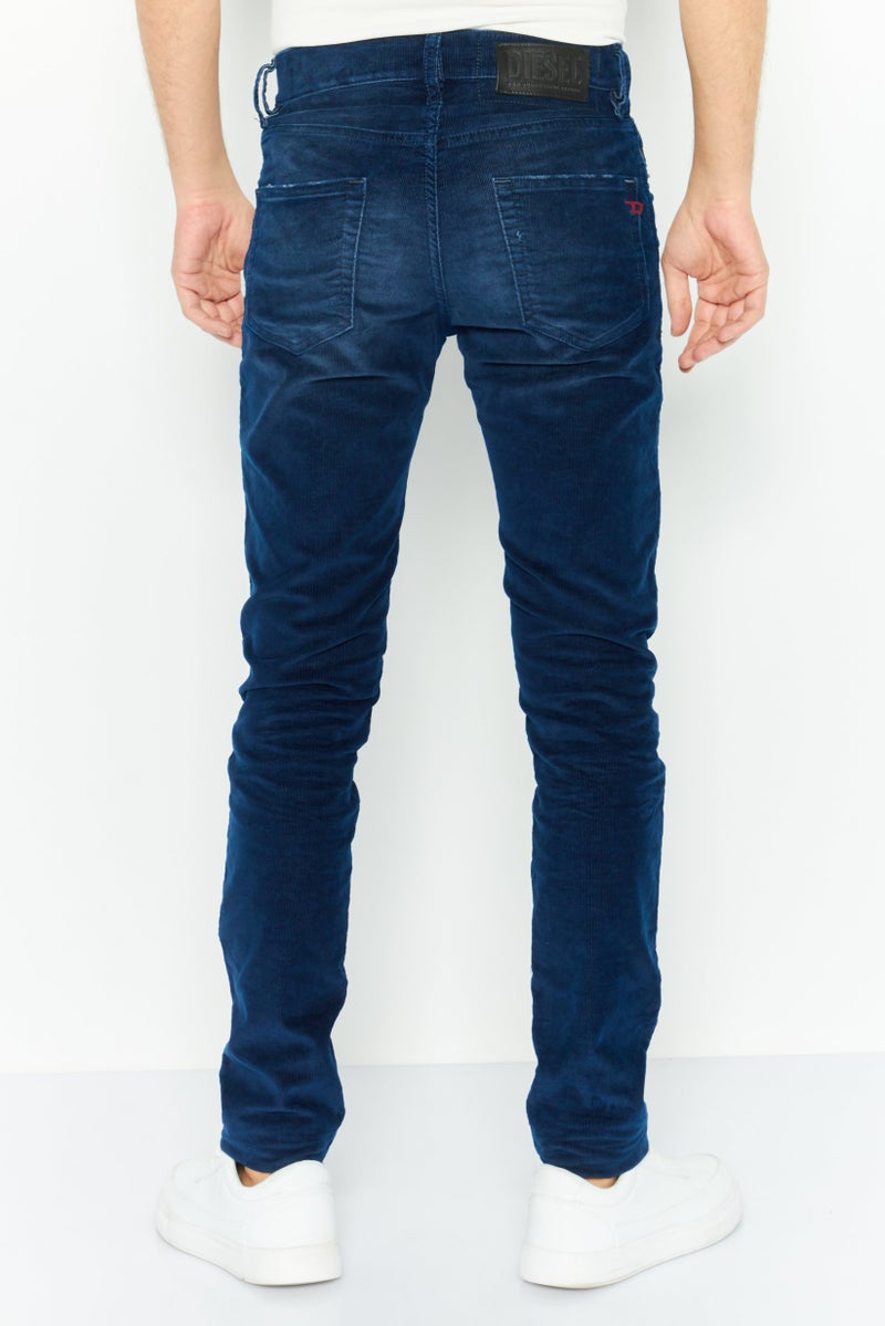 Men Slim Fit Washed Corduroy Denim Jeans, Blue