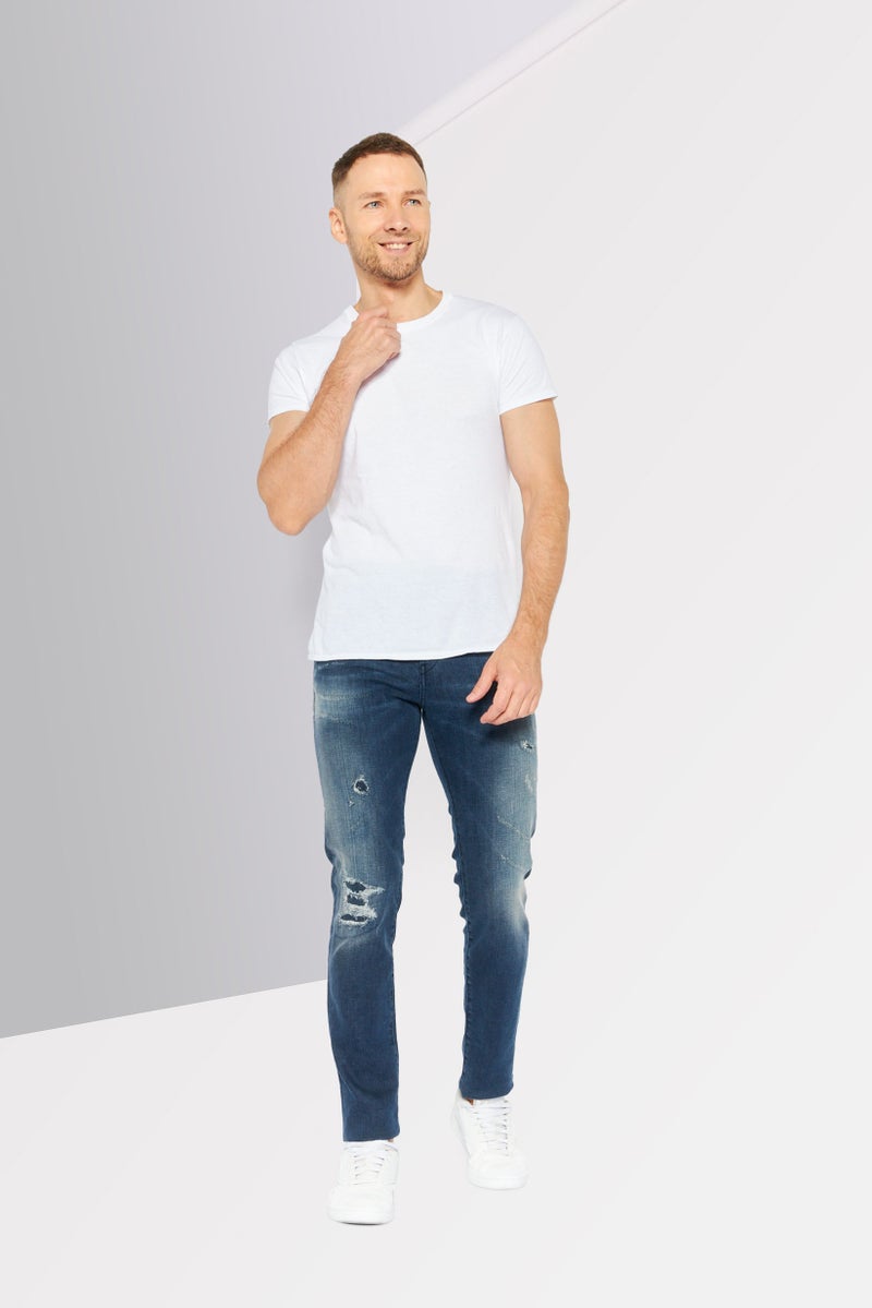 Men 2019 D-Strukt Slim Fit Rip Stretchable Jeans, Blue