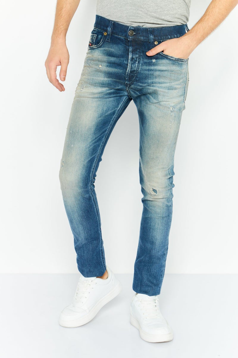 Men Slim Fit Washed Stretchable Denim Jeans, Blue