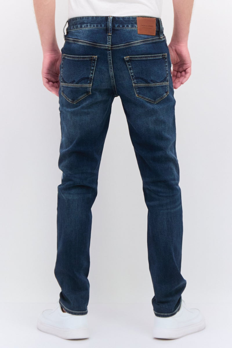 Men Ron Fit Washed Stretchable Jeans, Denim Blue