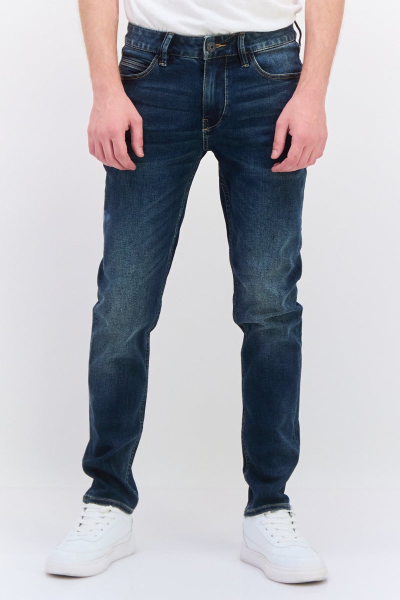 Men Ron Fit Washed Stretchable Jeans, Denim Blue