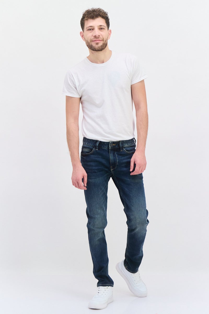 Men Ron Fit Washed Stretchable Jeans, Denim Blue