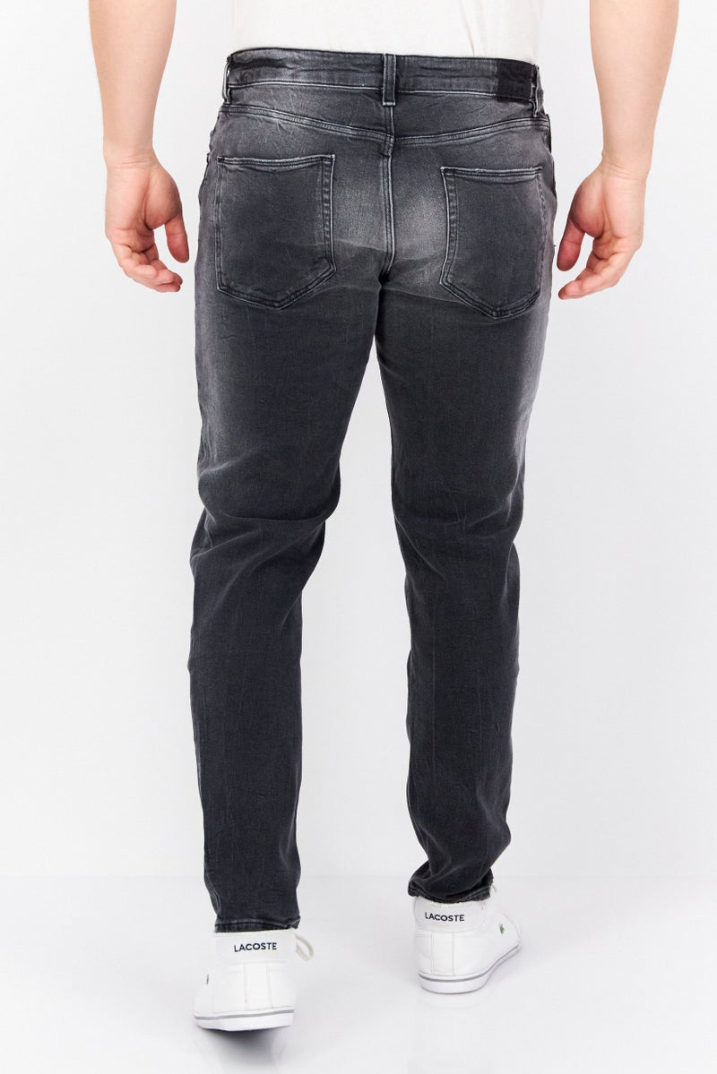 Men Skinny Fit Washed Stretchable Jeans, Charcoal