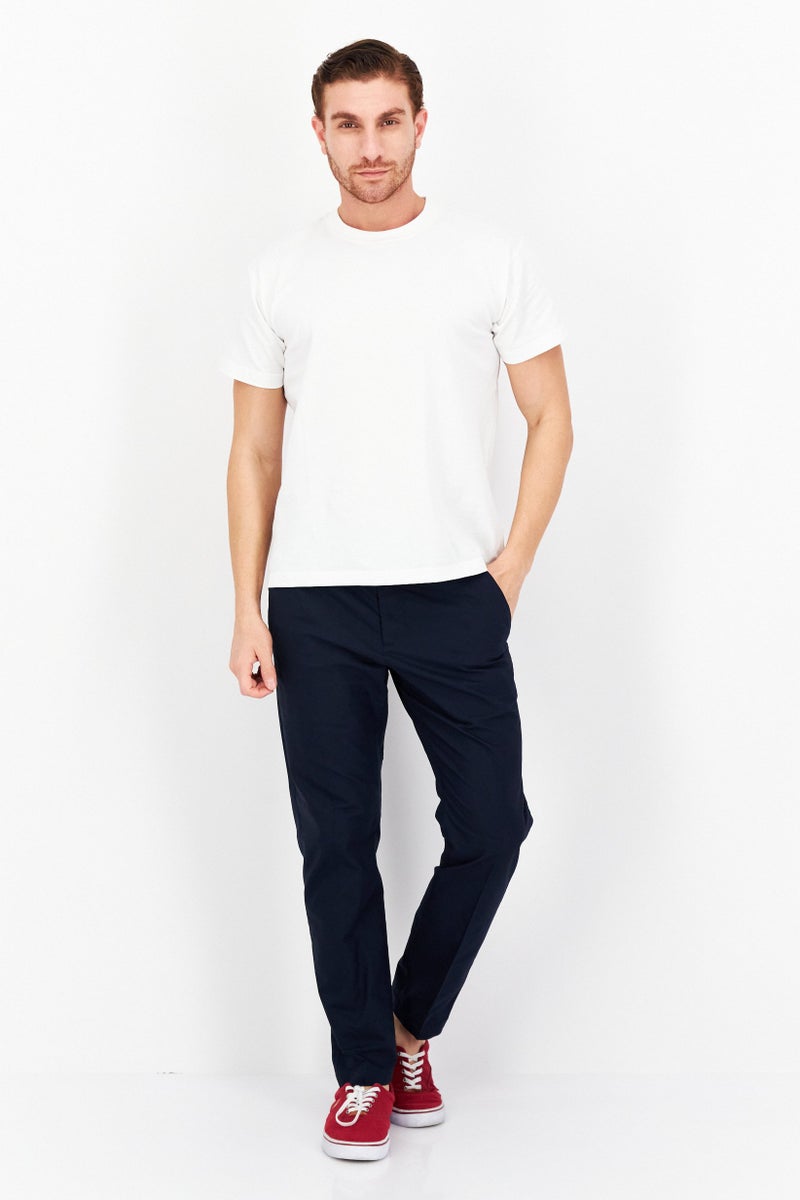 Men Slim Fit Plain Chino Pants, Navy