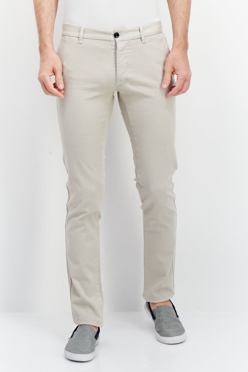 Men Regular Fit Textured Chino Pants, Beige