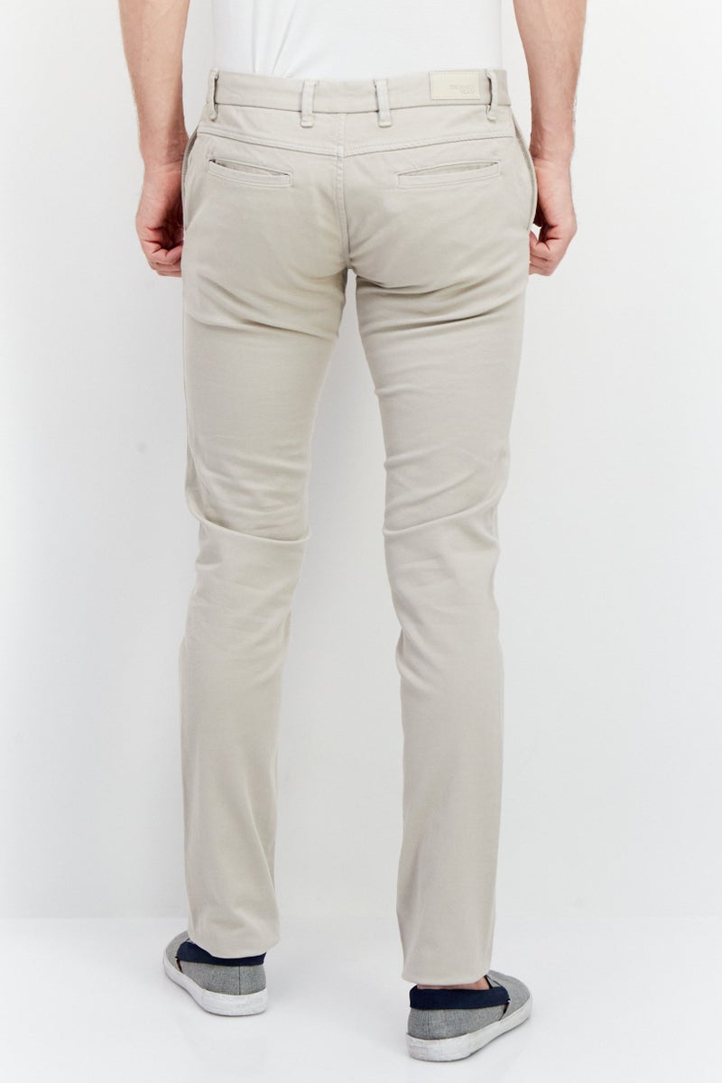 Men Regular Fit Textured Chino Pants, Beige