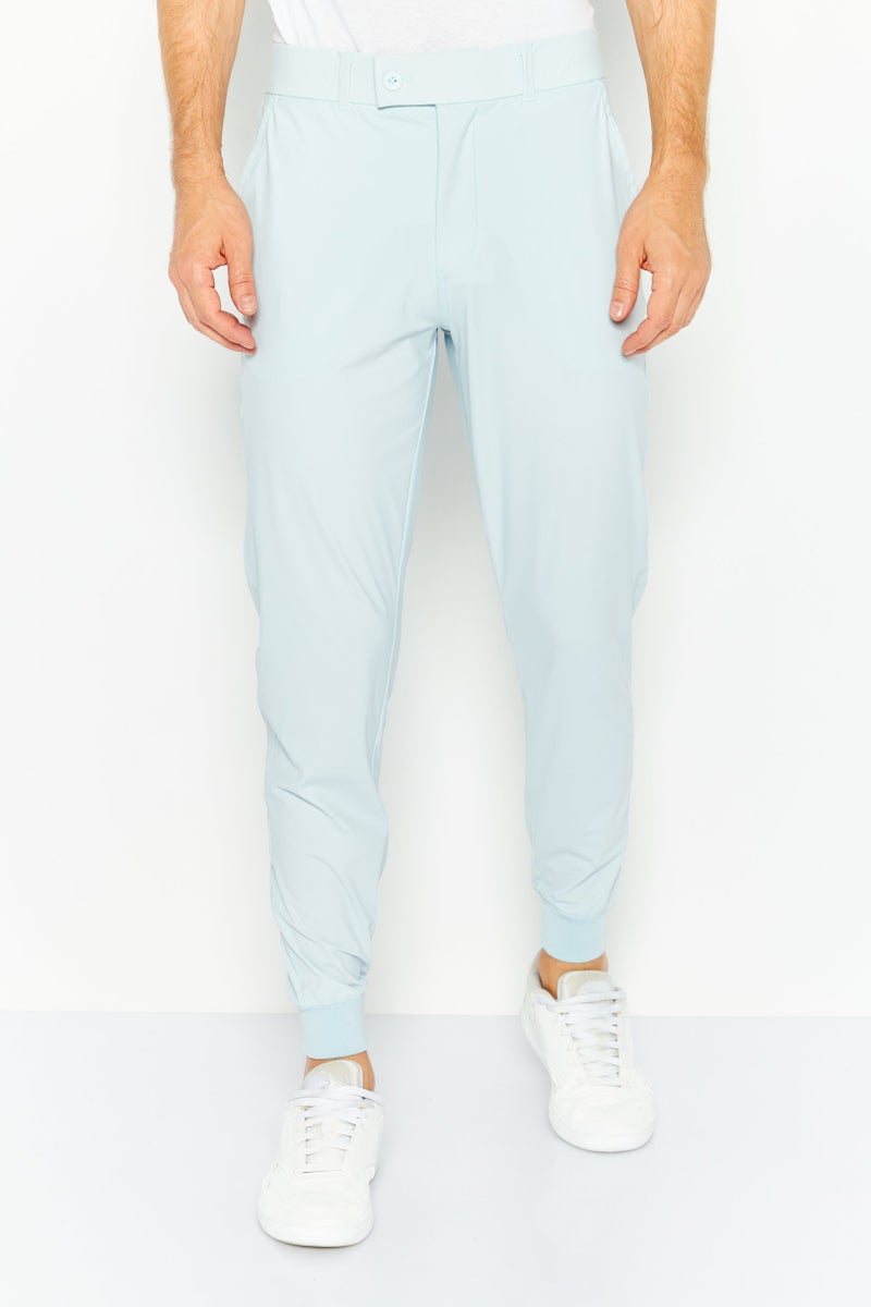 Men Regular Fit Solid Jogger Pants, Sky Blue