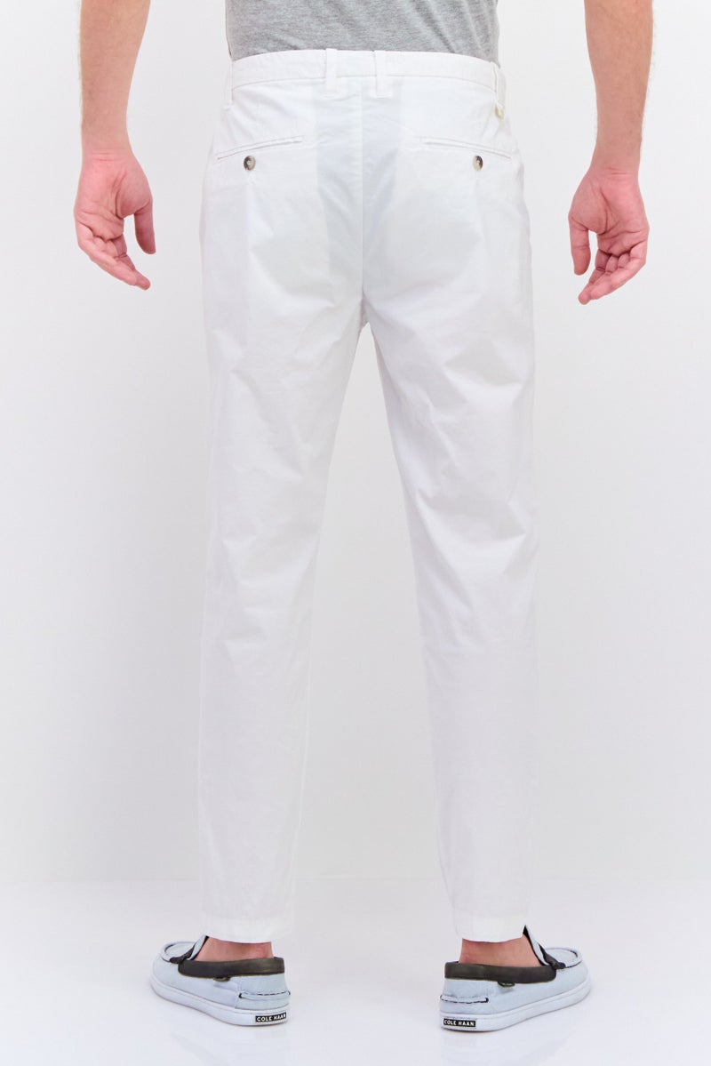 Men Regular Fit Plain Chino Pants, White