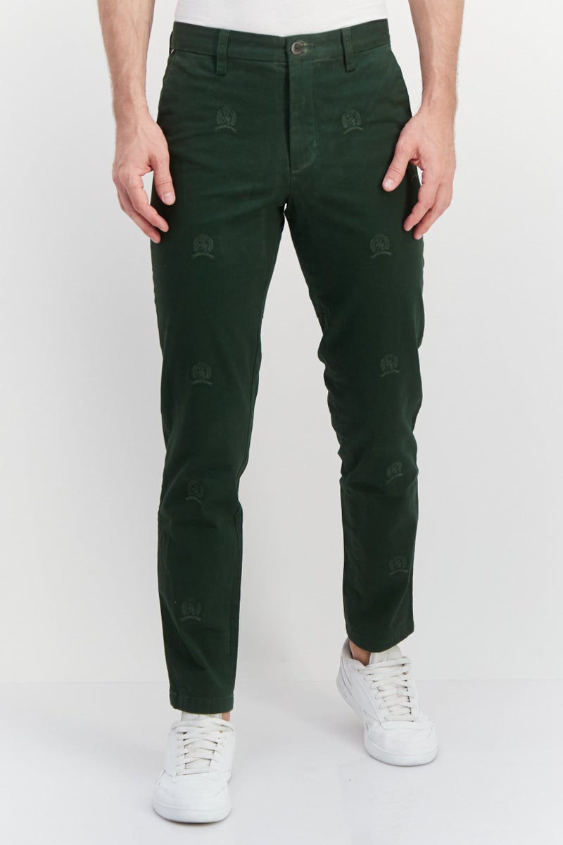 Men Relaxed Fit Embroidered Chino Pants, Green