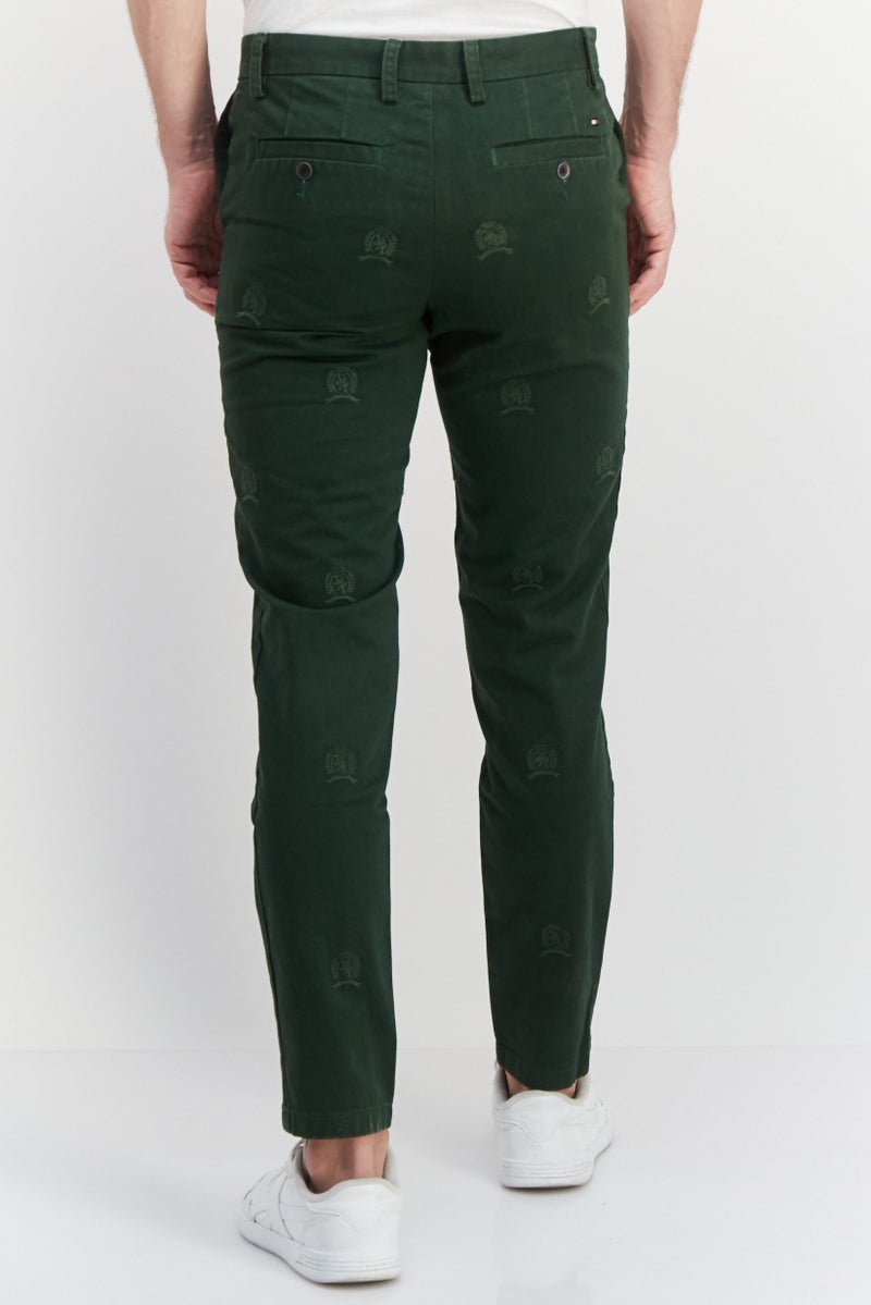 Men Relaxed Fit Embroidered Chino Pants, Green