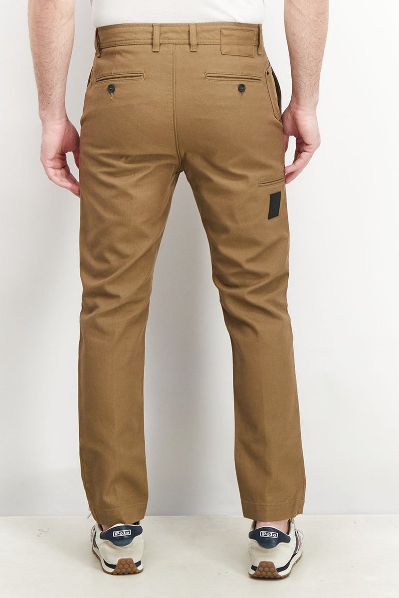 Men Regular Fit Plain Non,Stretchable Chino Pants, Taupe