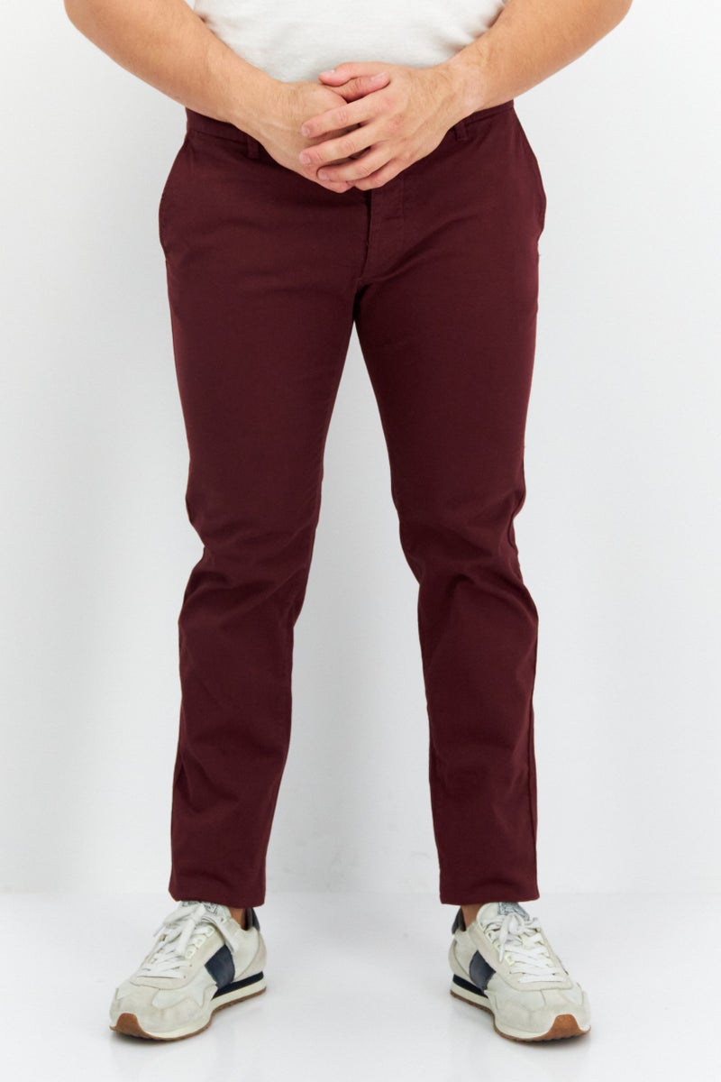 Men Regular Fit Solid Chino Pant, Maroon