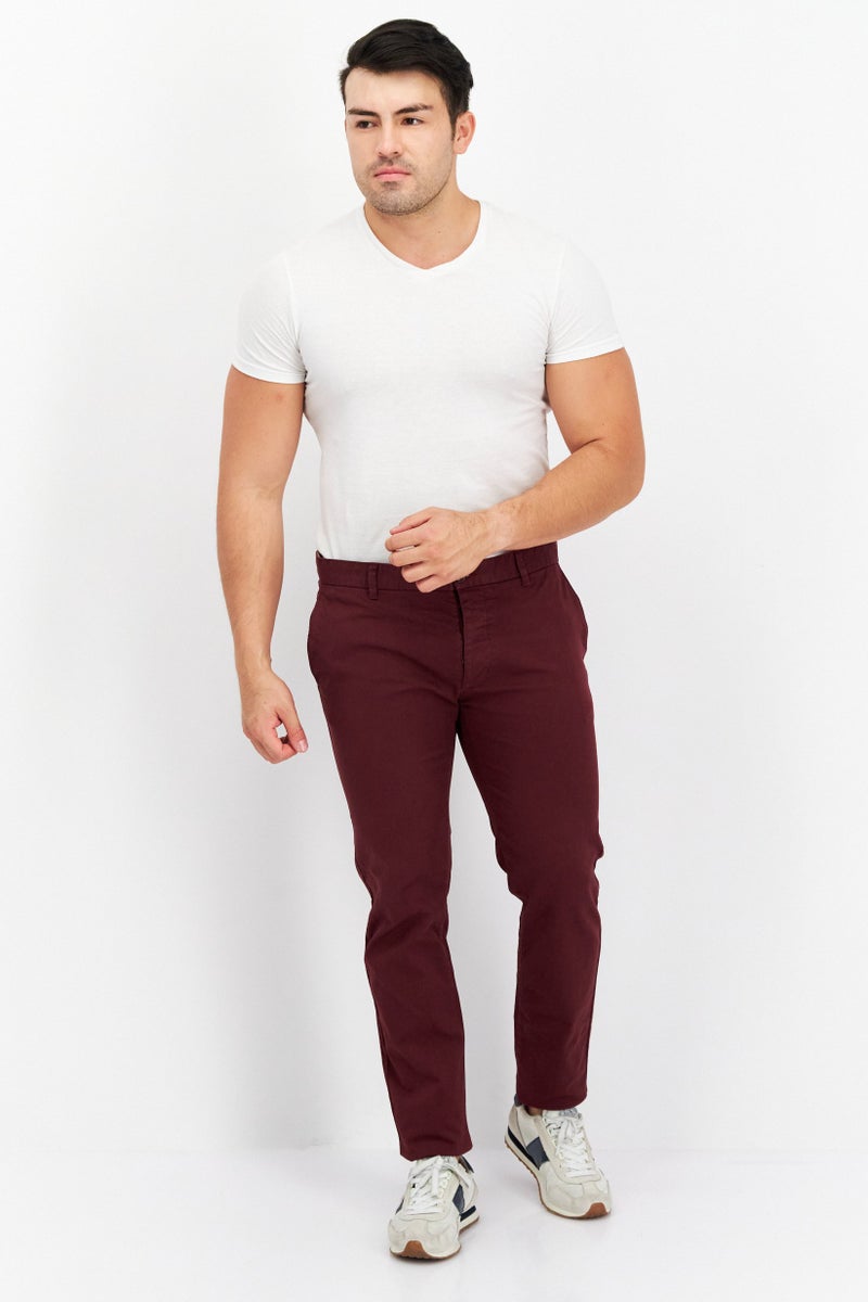 Men Regular Fit Solid Chino Pant, Maroon