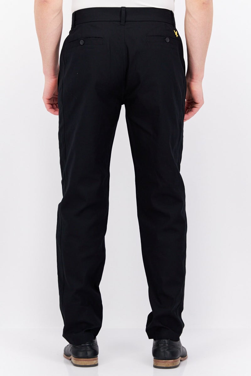 Men Regular Fit Plain Chino Pants, Black