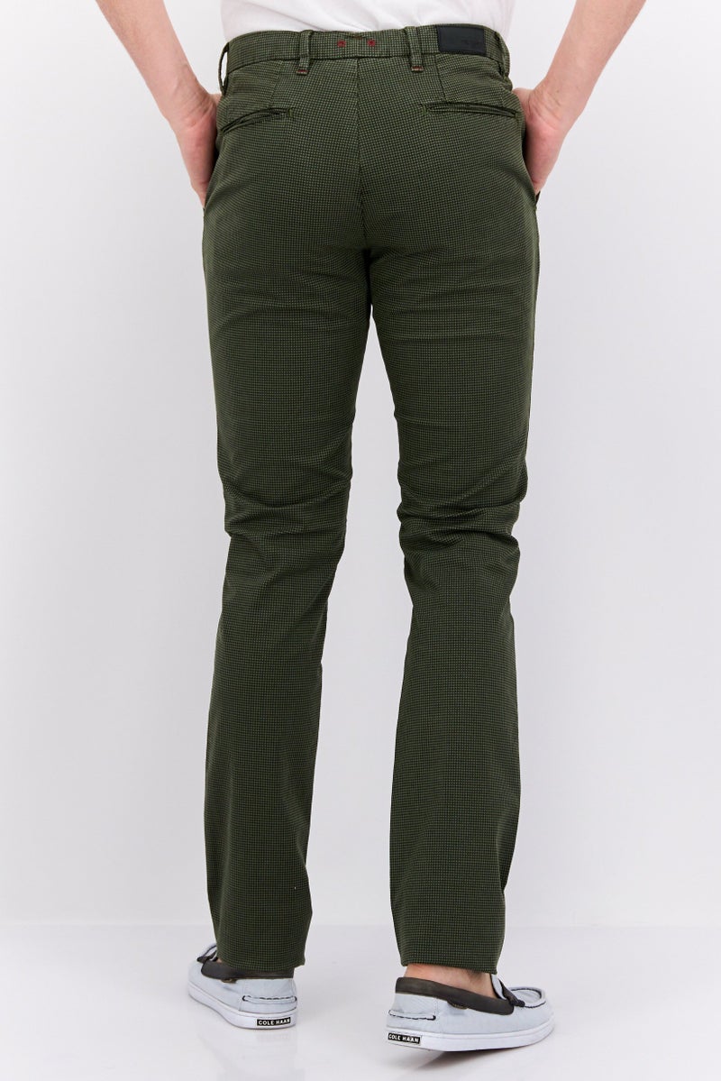 Men Regular Fit Textured Chino Pants, Green Combo