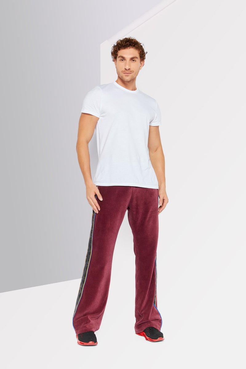 Men Regular Fit Textured Sweatpants, Maroon