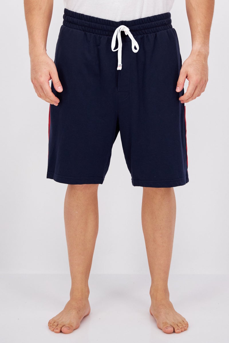 Men Brand Logo Drawstring Pajama Shorts, Navy