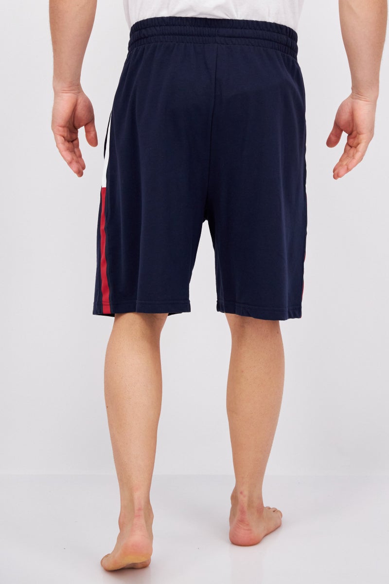 Men Brand Logo Drawstring Pajama Shorts, Navy