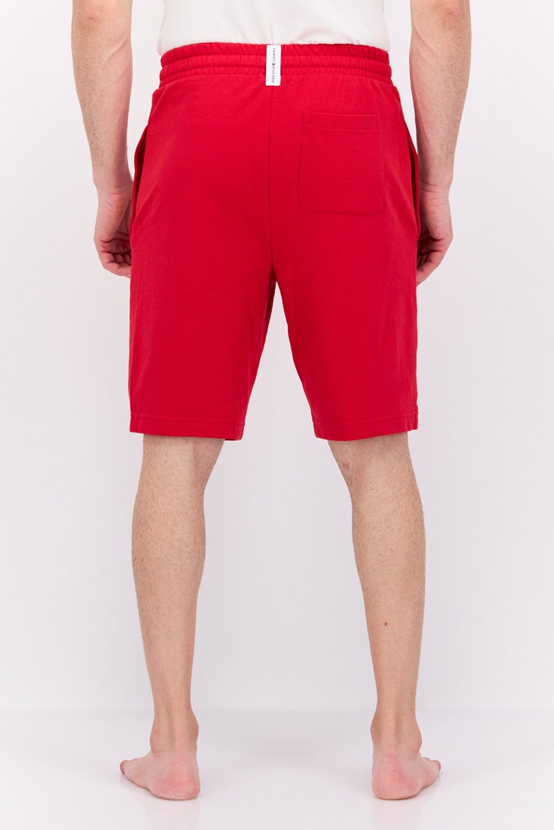 Men Brand Logo Drawstring Pajama Shorts, Red Combo