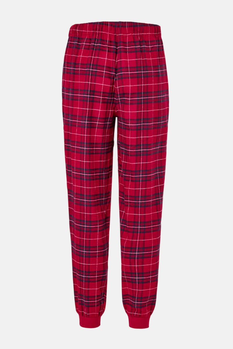 Men Drawstring Plaid Pajama Pants, Red Combo