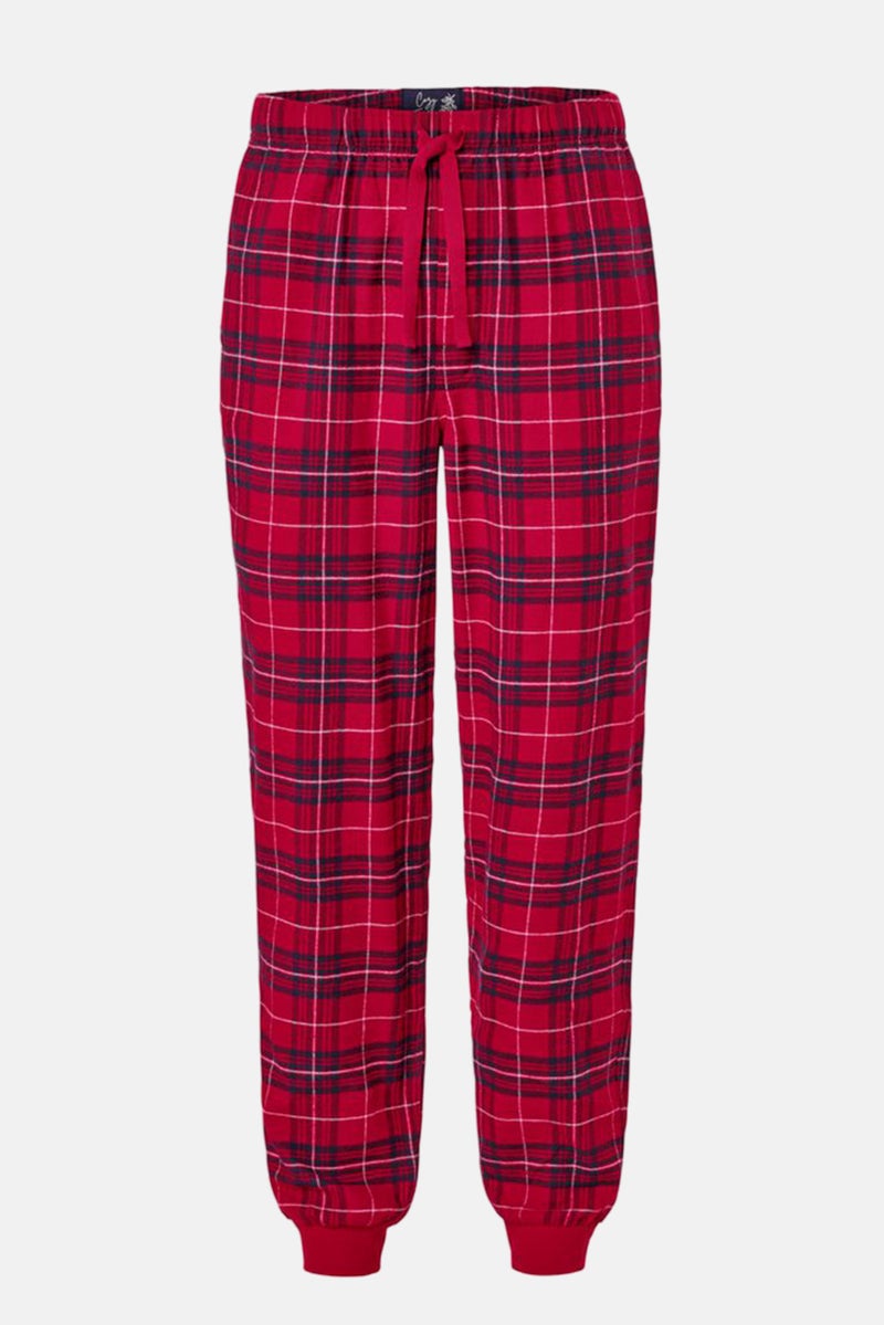 Men Drawstring Plaid Pajama Pants, Red Combo