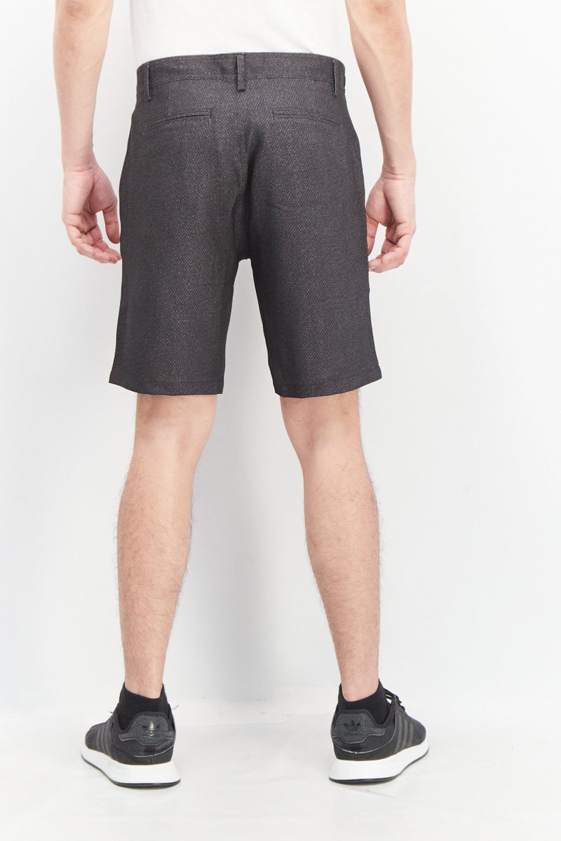 Men Regular Fit Textured Basic Shorts, Charcoal