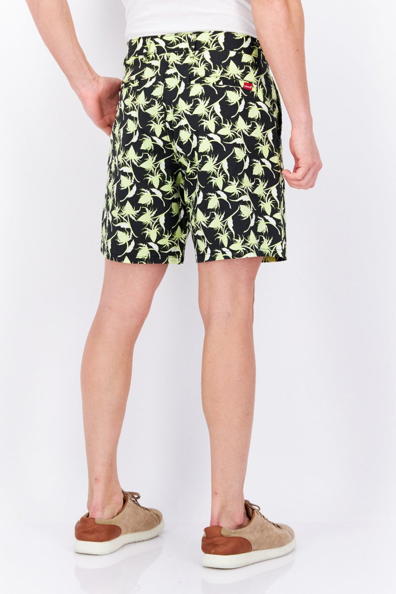 Men Allover Print Basic Short, Black Combo