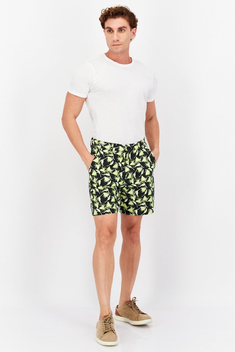 Men Allover Print Basic Short, Black Combo