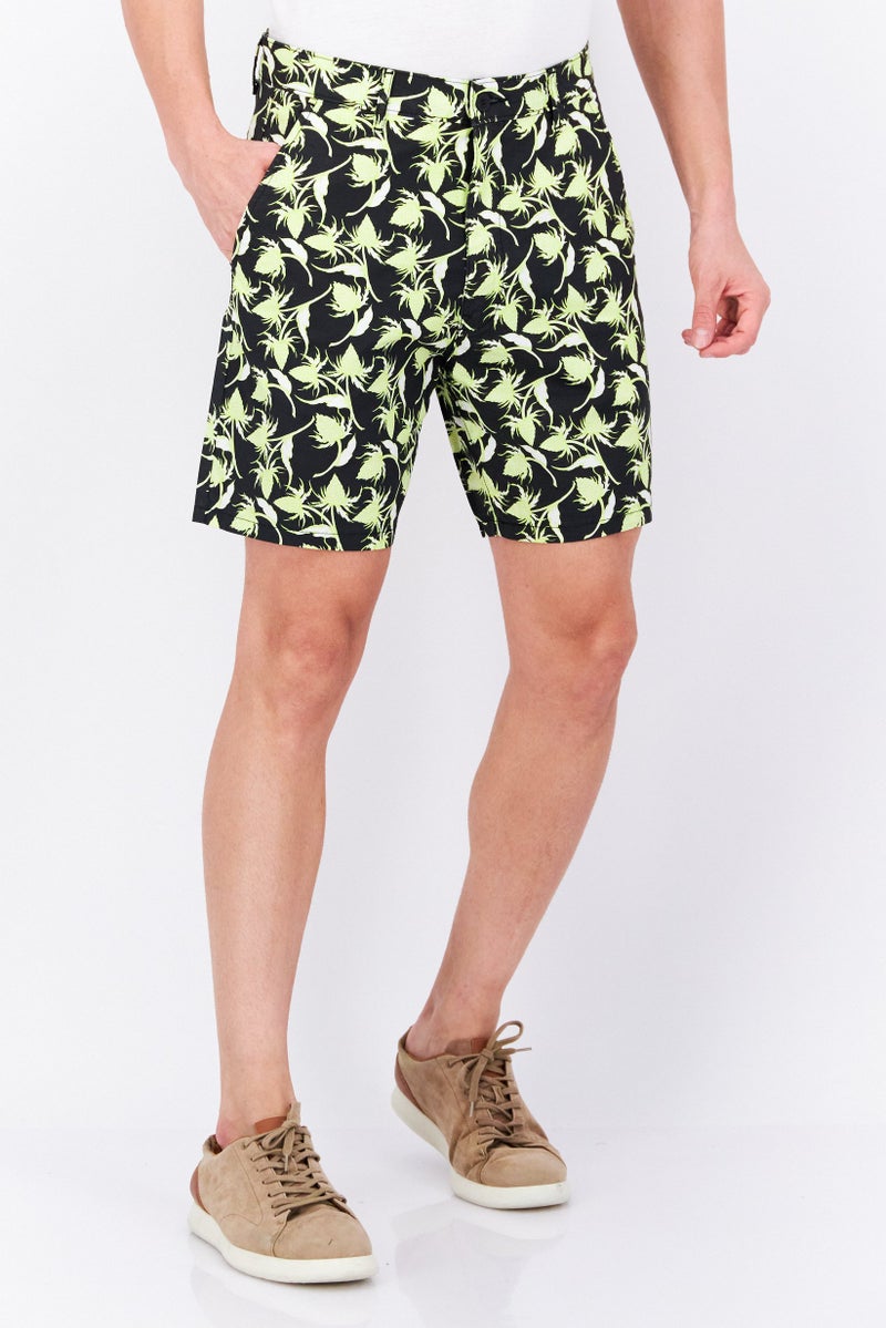 Men Allover Print Basic Short, Black Combo