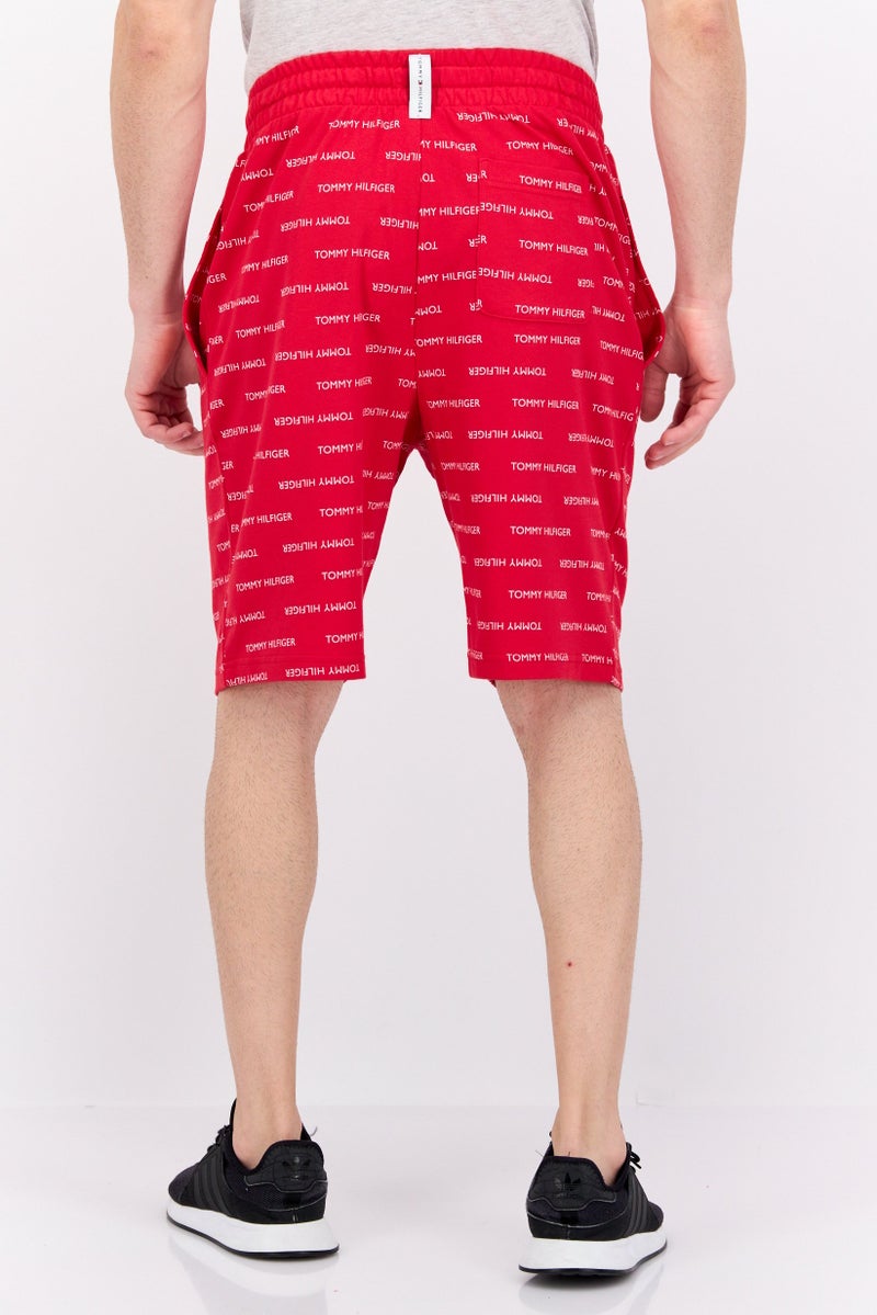 Men Allover Print Basic Shorts, Red