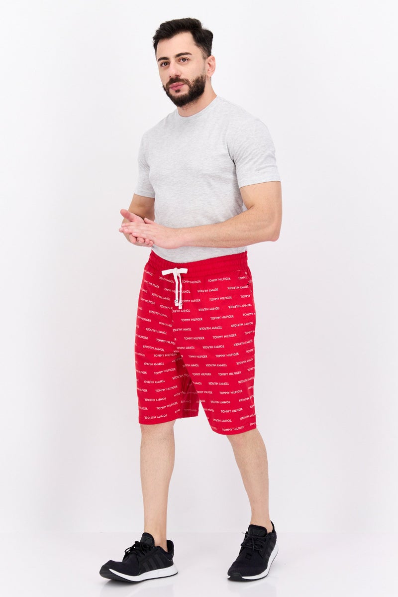 Men Allover Print Basic Shorts, Red