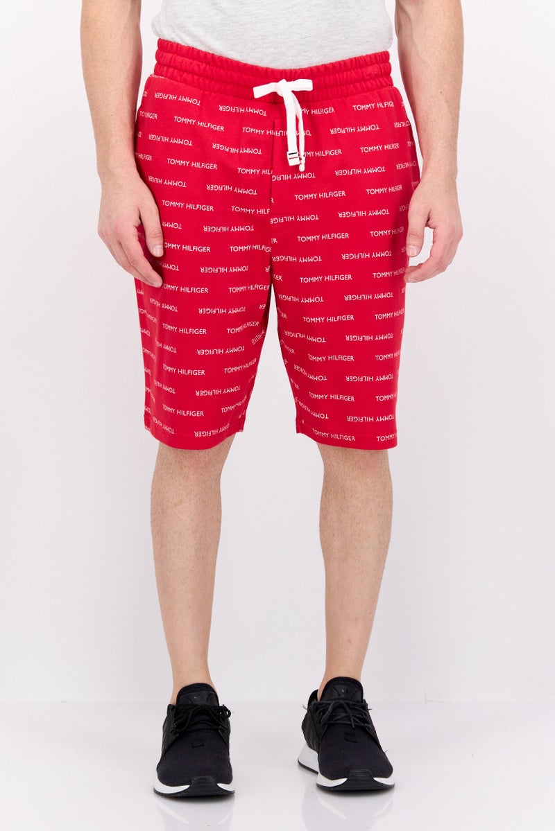 Men Allover Print Basic Shorts, Red