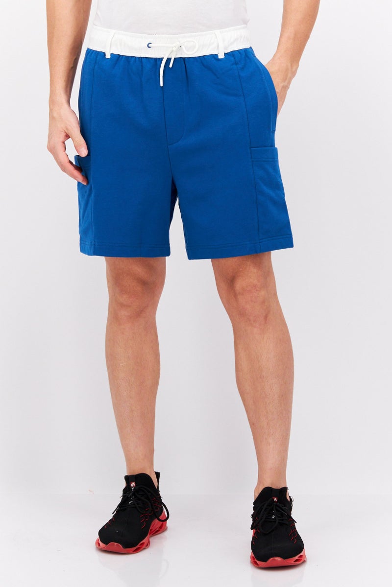 Men Drawstring Solid Basic Short, Blue