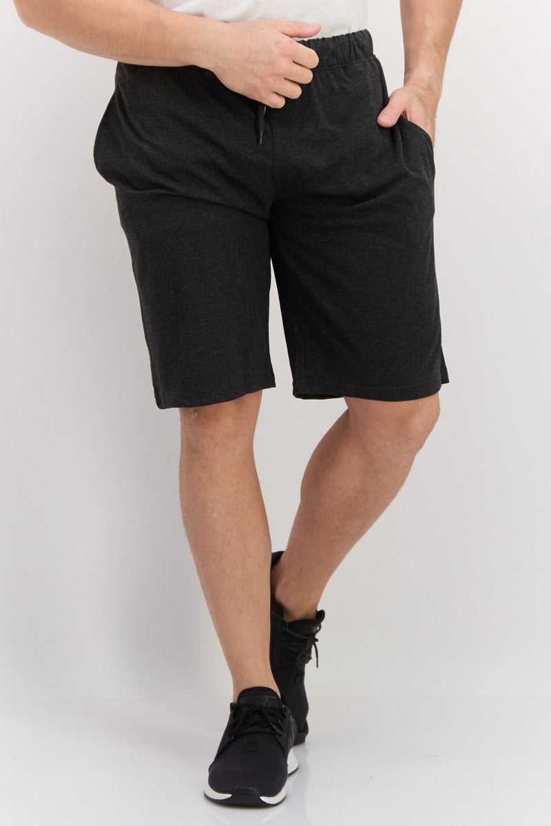 Men 2 Pack Plain Basic Shorts, Black