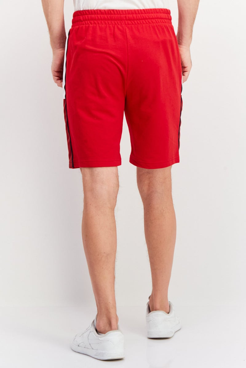 Men Plain Basic Shorts, Red/White