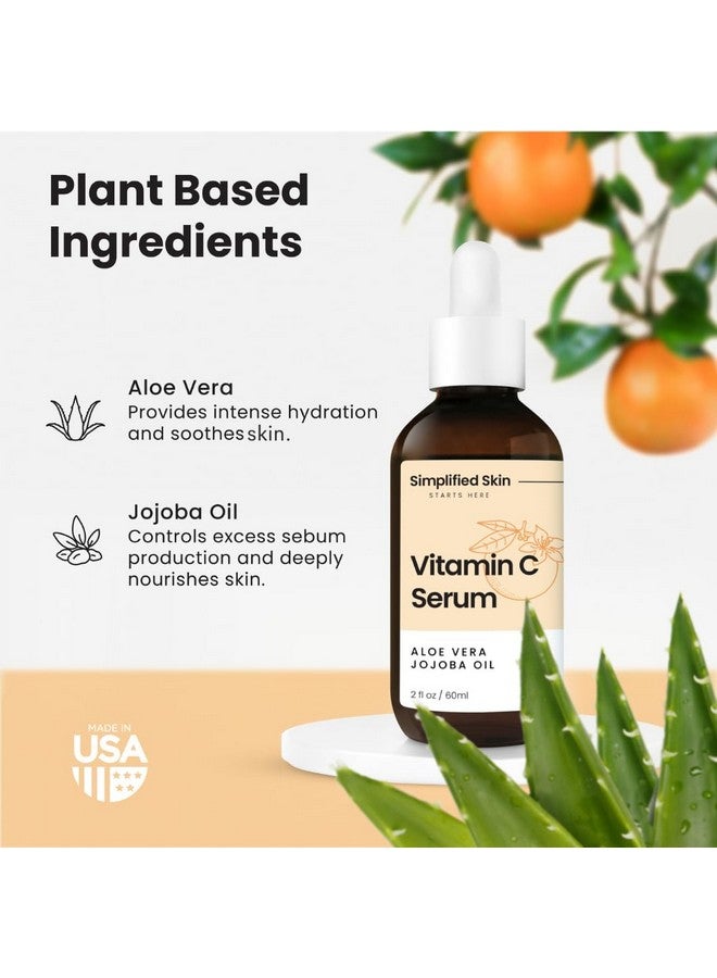 Vitamin C Face Serum 20% Antioxidant Facial Serum W/Hyaluronic Acid Serum For Face Vitamin E & Ferulic Acid Hydrating Serum Targets Age & Wrinkles Vitamin C Serum For Skincare 2Oz