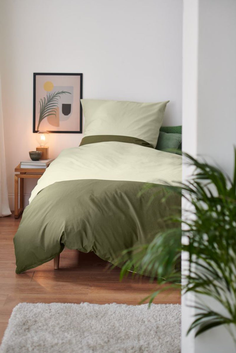 Solid Premium Cotton Duvet Set 140 x 200 cm, Olive