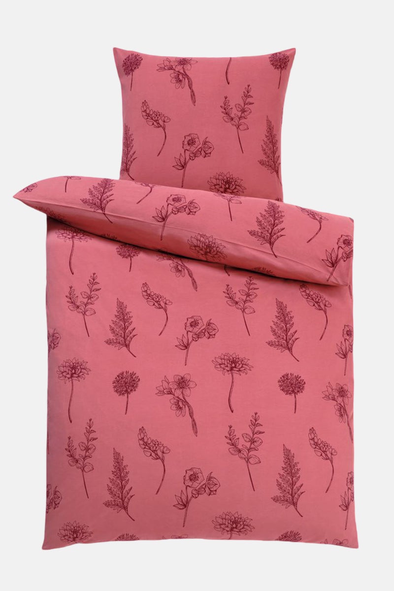 Winter Jersey Duvet Cover Set 135 x 200 cm, Pink