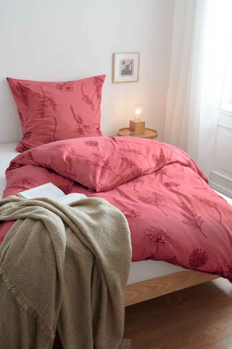 Winter Jersey Duvet Cover Set 135 x 200 cm, Pink