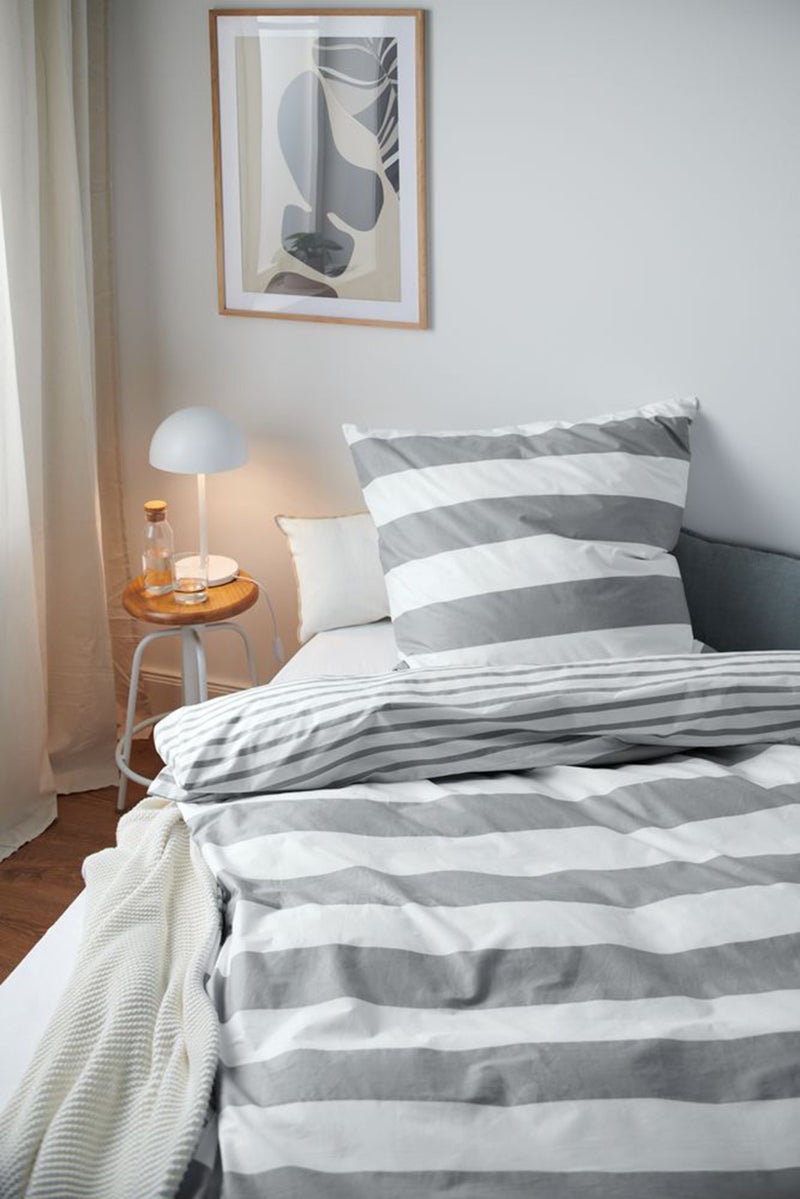 Single Linen Duvet Cover 80 x 80 cm, Grey/White