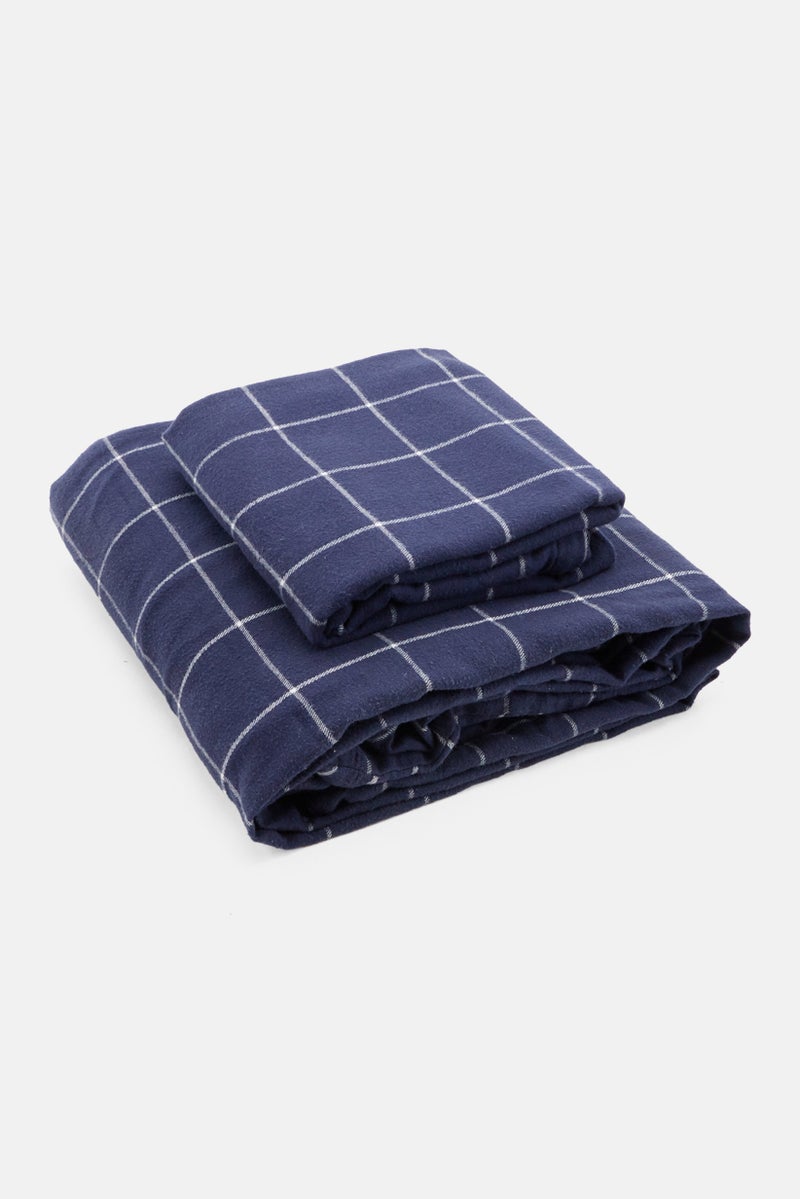 Single Flannel Duvet Set 135 x 200 cm, Navy