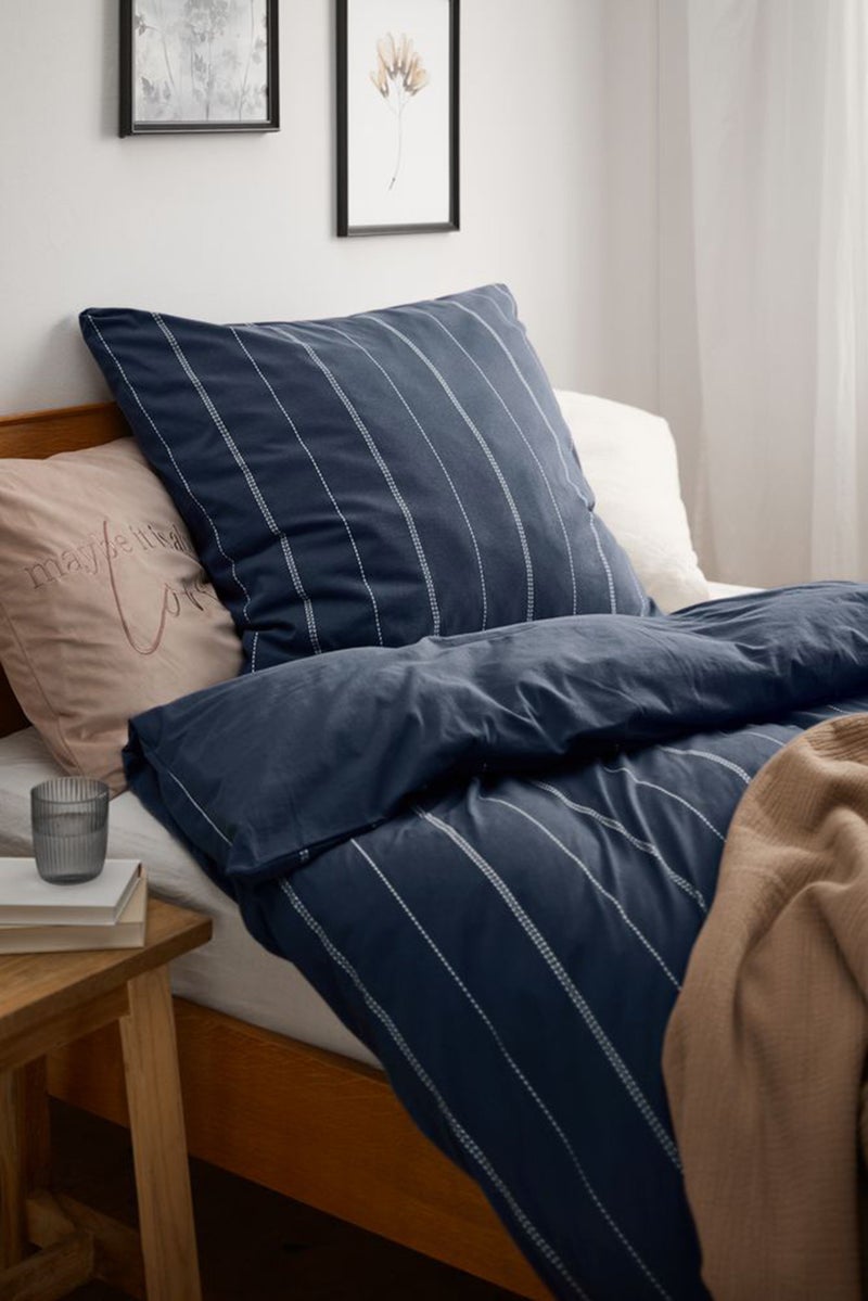 Single Winter Jersey Duvet Set 140 x 200 cm, Navy