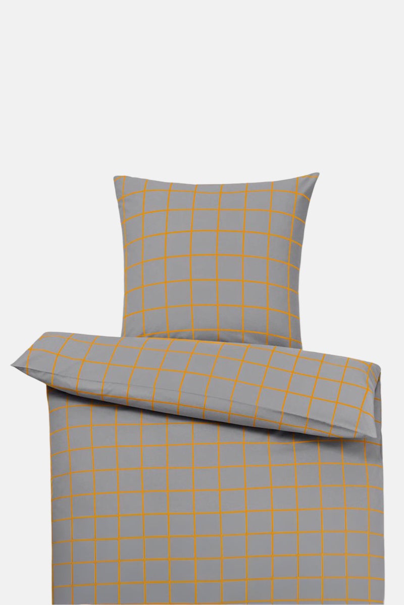 Single Flannel Duvet Set 135 x 200 cm, Grey/Orange