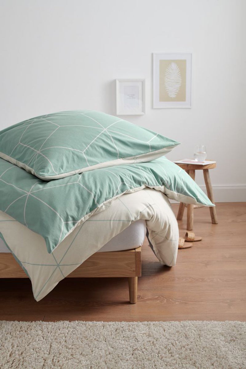 Single Winter Jersey Duvet Set 135 x 200 cm, Sage Combo