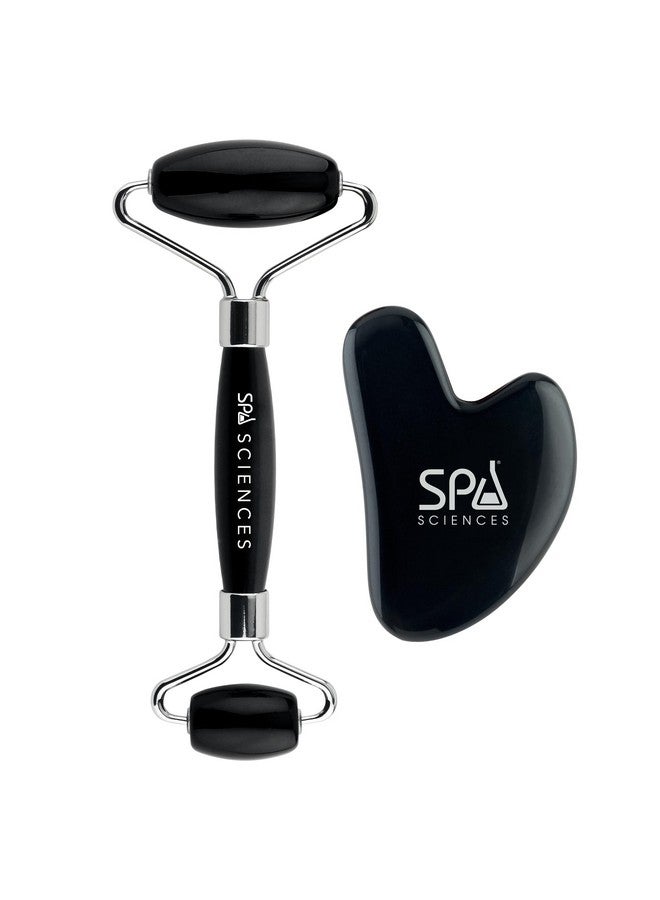 Obsidian Roller & Gua Sha Black Obsidian Stone Contouring Set