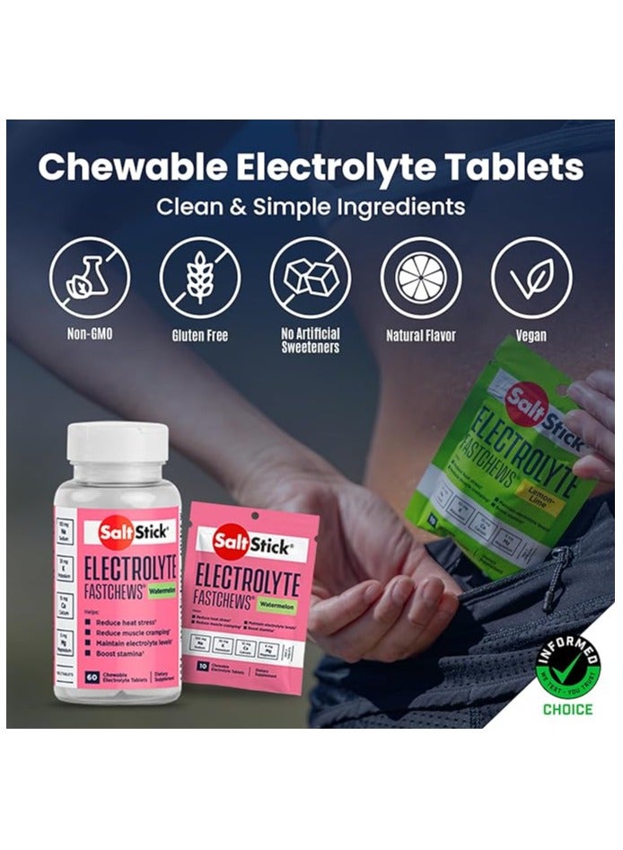 Electrolytes Fastchews Watermelon Flavour 60 Chewable Tablets Stamina Booster